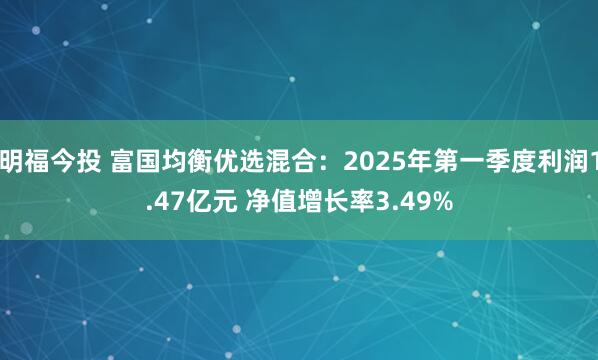 明福今投 富国均衡优选混合：2025年第一季度利润1.47亿元 净值增长率3.49%