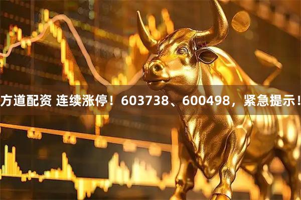 方道配资 连续涨停！603738、600498，紧急提示！